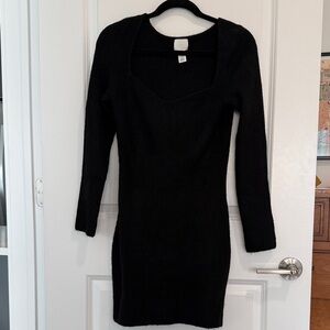 H&M Black Long Sleeve Knit Dress